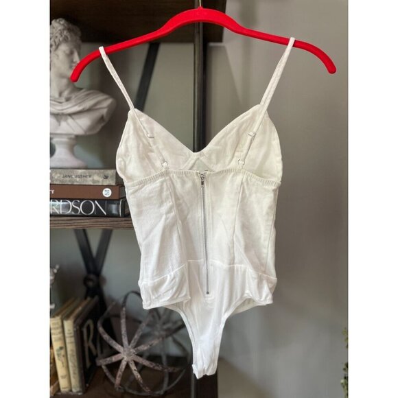 Superdown Rocky Denim Spaghetti Strap Bodysuit White Womens Size XS - Picture 8 of 13
